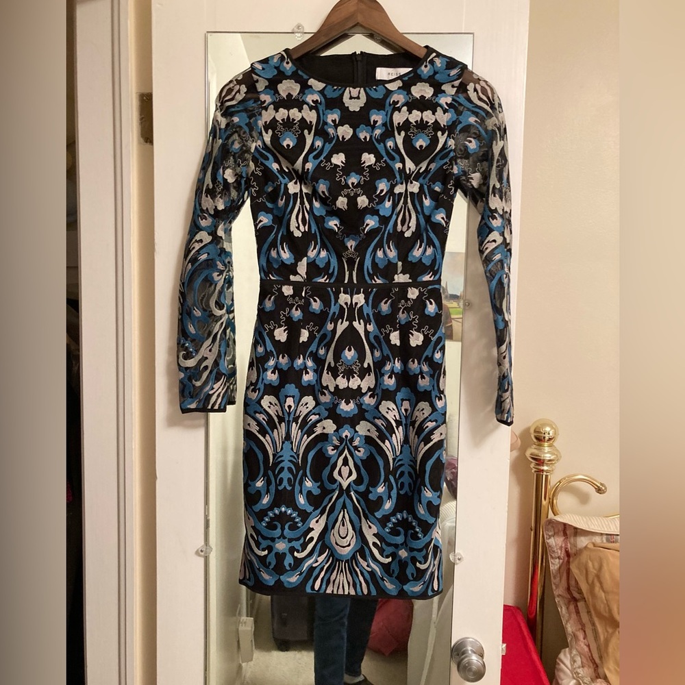 Reiss Black and Blue Patterned Dress